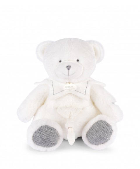 Doudou Zestaw Upominkowy Pluszowy miś z kocykiem 30 cm szary - obrazek 5