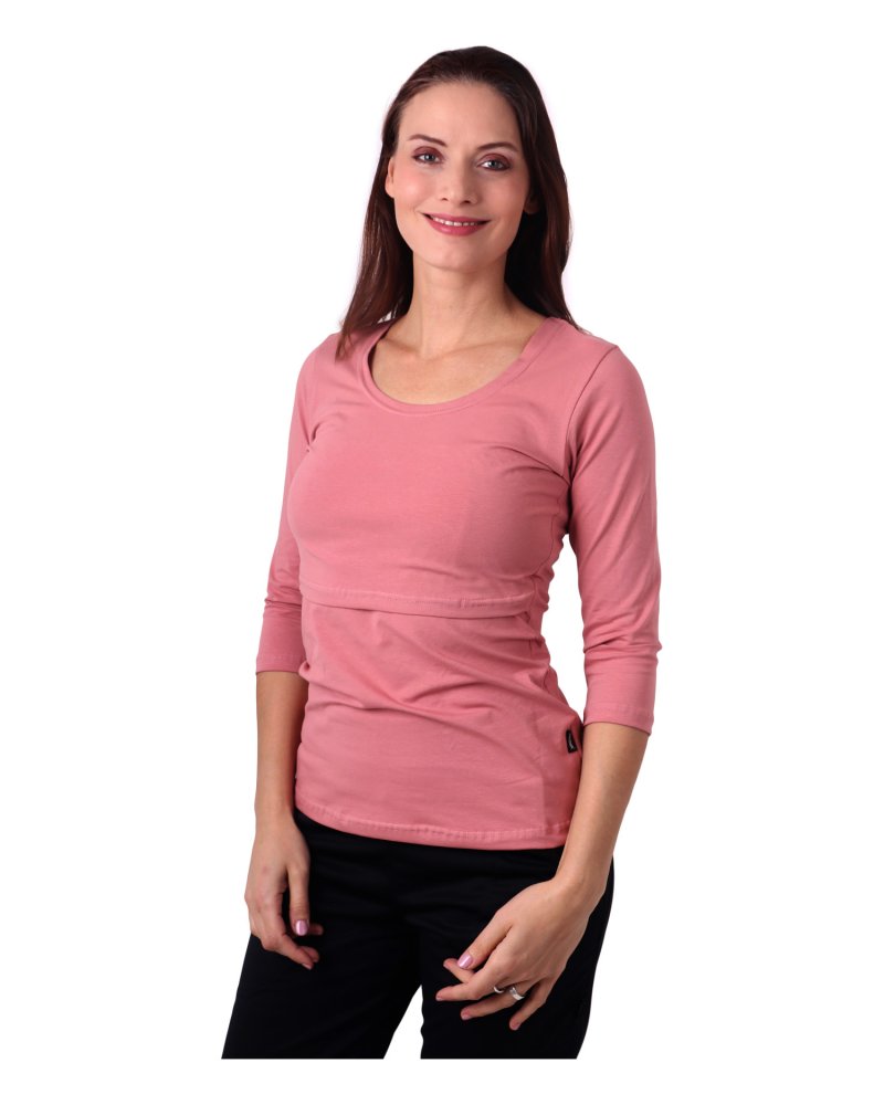 Koszulka do karmienia piersią Katherine, rękaw 3/4, stary róż L/XL - obrazek 2