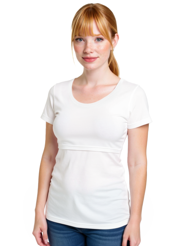 Koszulka do karmienia piersią Katherine, krótki rękaw, biała S/M - obrazek 6