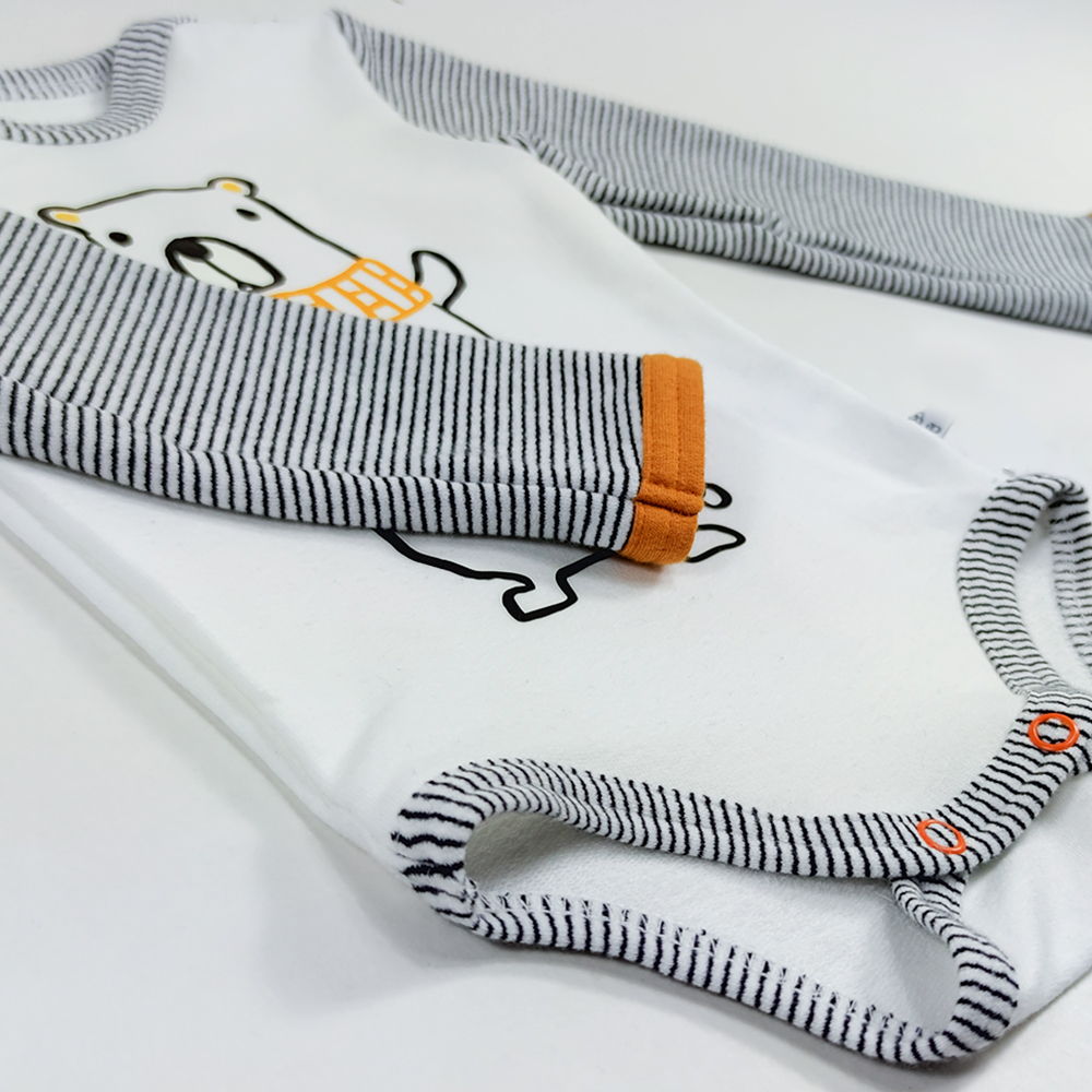 Body smanicato DR a righe Outlast® - orso bianco/riga bianco nero 86 - immagine 3