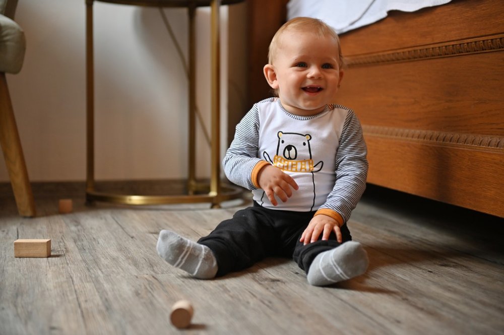 Body smanicato DR a righe Outlast® - orso bianco/riga bianco nero 86 - immagine 6