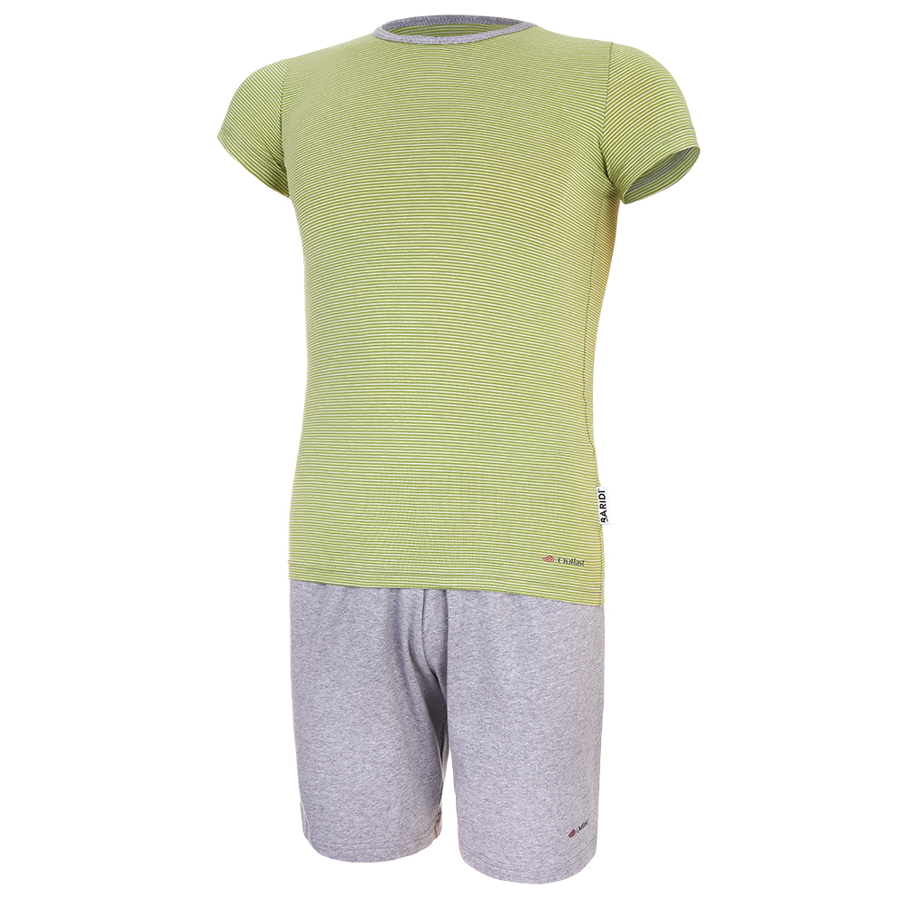 Ensemble garçon fin Outlast® - rayure vert matcha/chiné gris 164