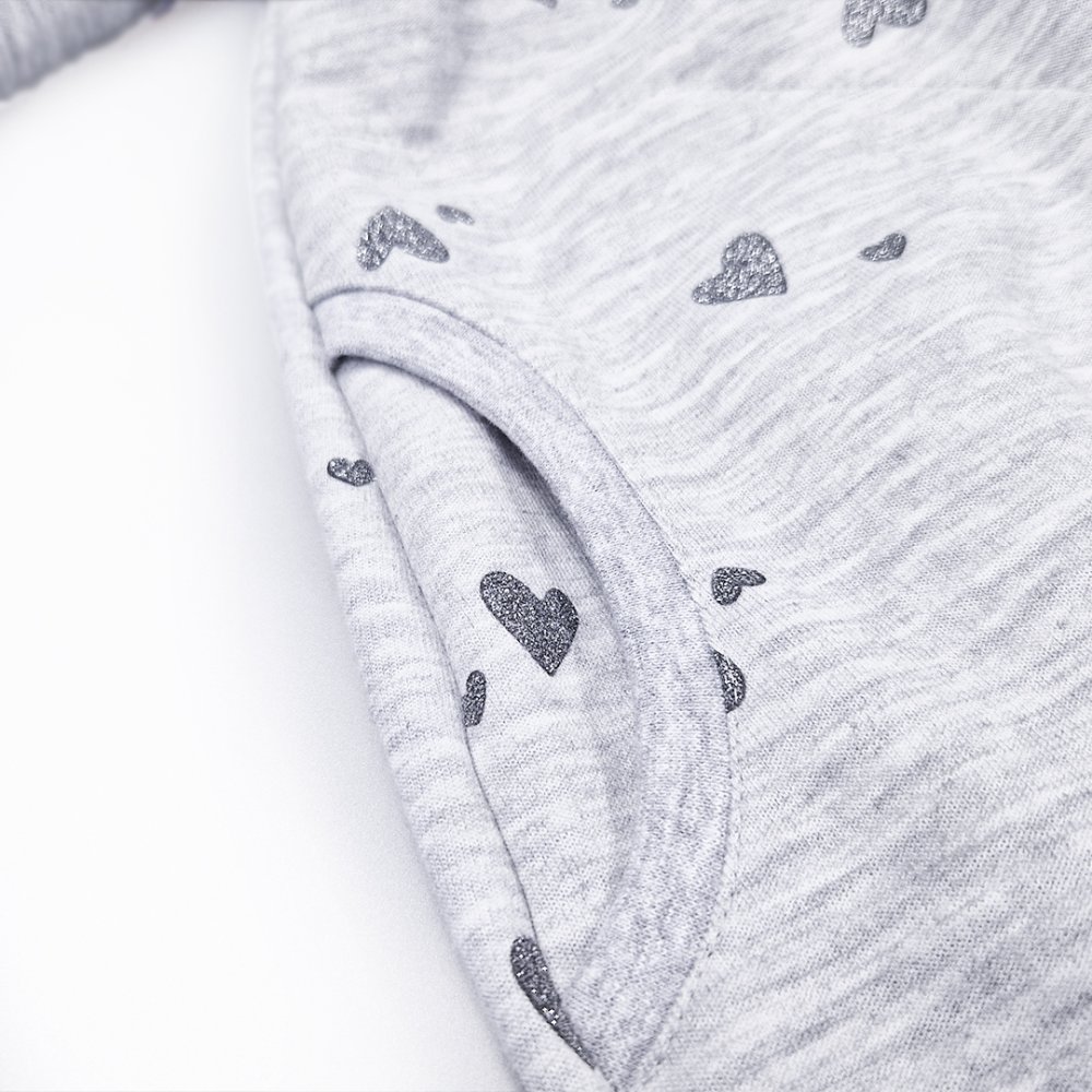 Vestido sudadera - gris jaspeado corazón brillo 116 - Imagen 3