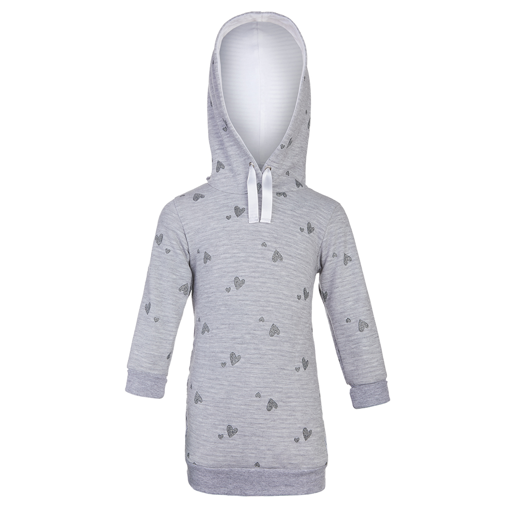 Vestido sudadera - gris jaspeado corazón brillo 110
