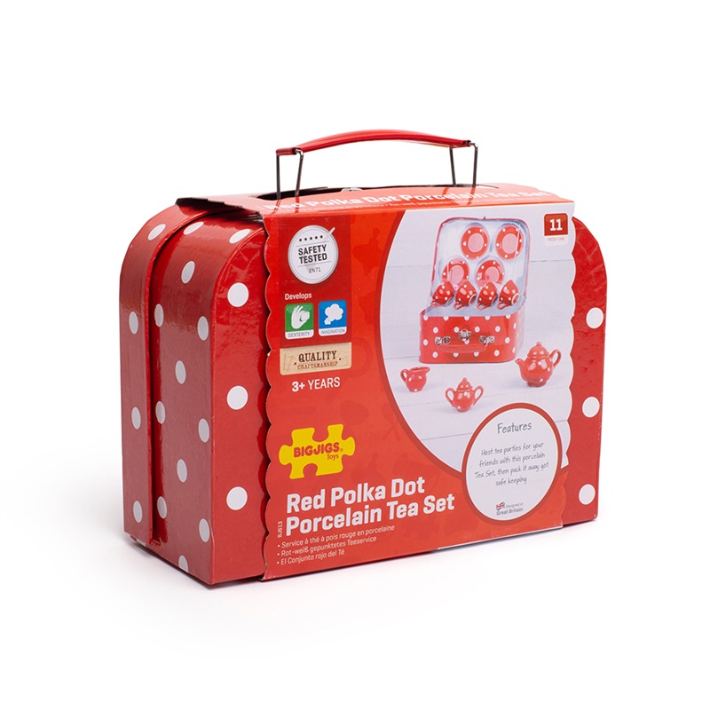 Bigjigs Toys Červený puntíkovaný čajový set (obrázek 4)