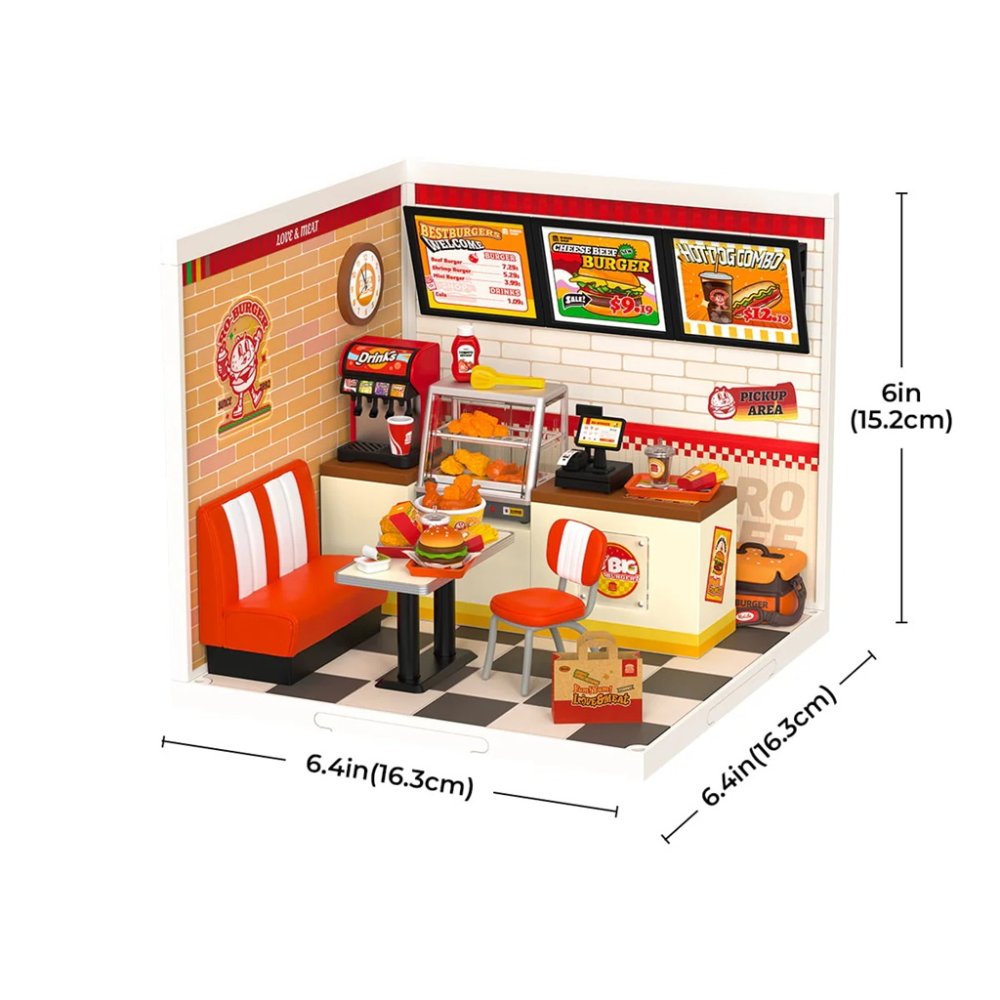 RoboTime 3D dřevěná skládačka Miniatura domečku Restaurace Mňam, mňam burger (obrázek 5)