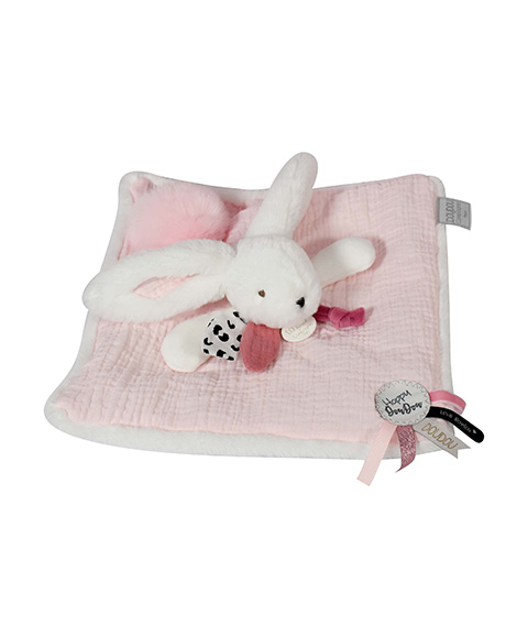 Doudou Dárková sada růžová - králíček s čtvercovou dečkou 25 cm (obrázek 6)