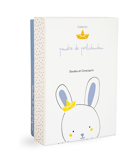 Doudou Dárková sada - Hračka s úchytem na dudlík králíček 15 cm modrý (obrázek 4)