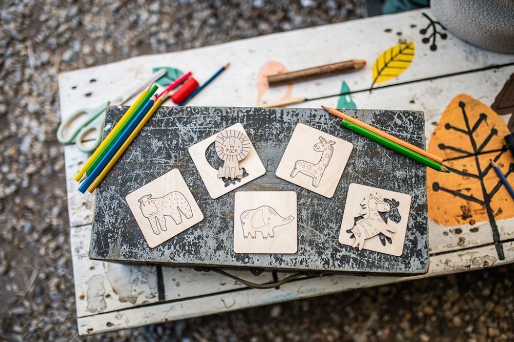 BeWooden Lišácké vkládací puzzle 4 v1 - Divočina