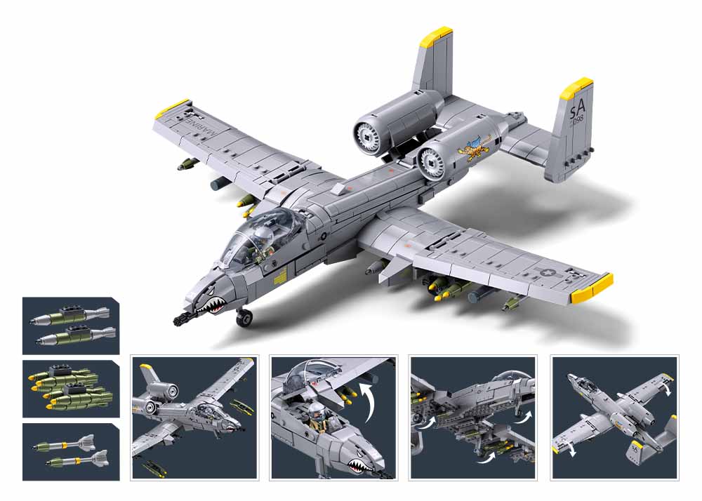 Sluban Model Bricks M38-B1362 Útočný letoun A10CS (obrázek 3)