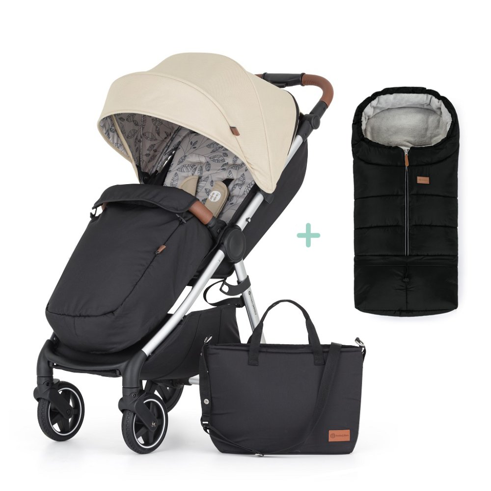 PETITE&MARS Sportkinderwagen Royal2 Silver Sahara Beige + PETITE&MARS Tasche Jibot GRATIS