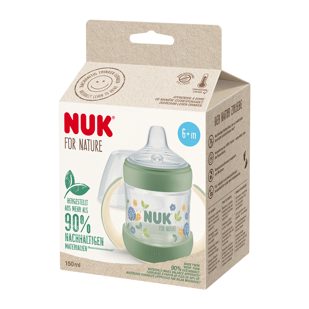 Biberon NUK For Nature Pour Apprendre Avec Contrôle De Température, Vert 150 Ml