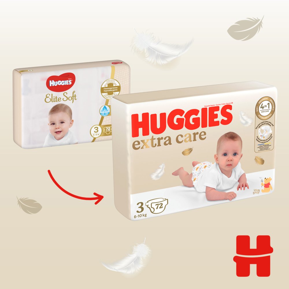 HUGGIES® Extra Care Pañales Desechables 3 (6-10 Kg) 72uds