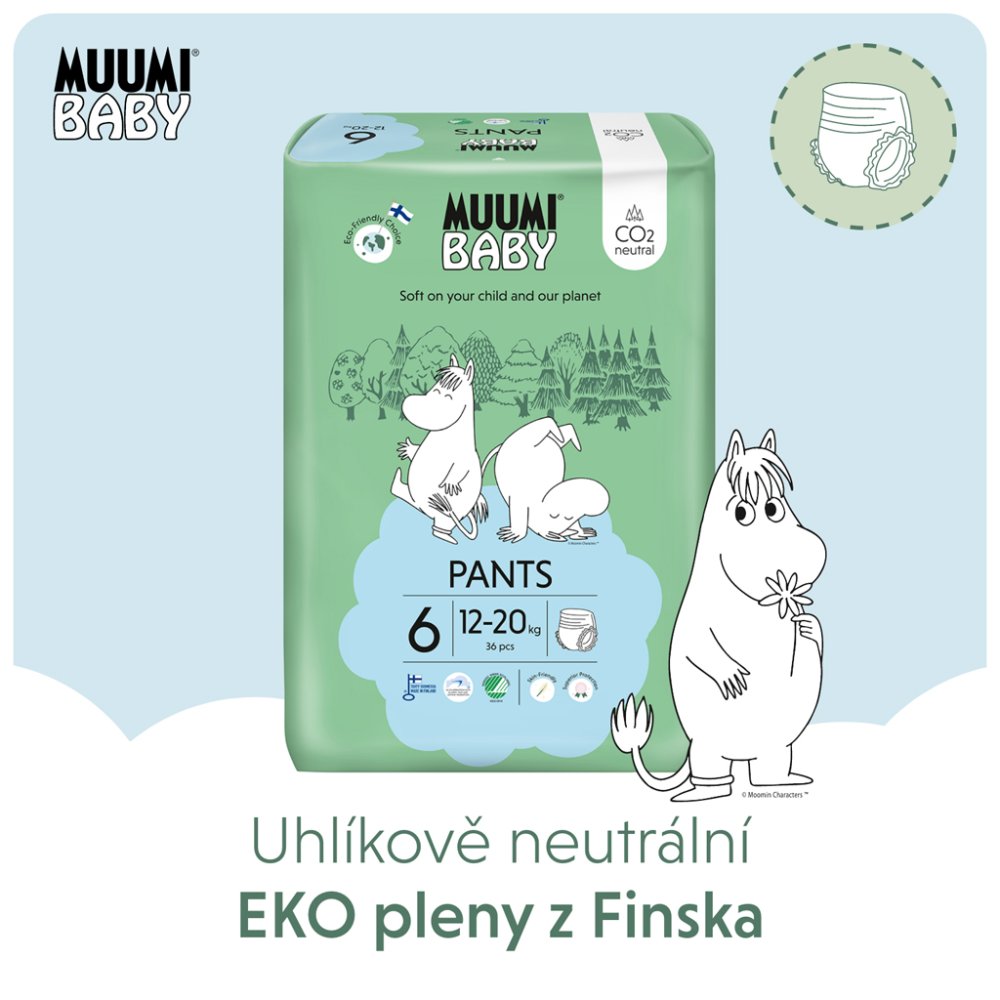 MUUMI Baby Pants 6 Junior 12-20 Kg (36 Buc), Scutece Eco Chiloți