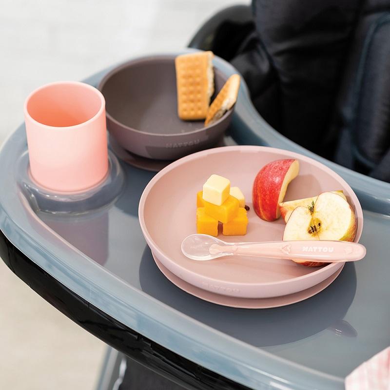 NATTOU Set Da Pranzo In Silicone 4 Pezzi Rosa-viola Senza BPA