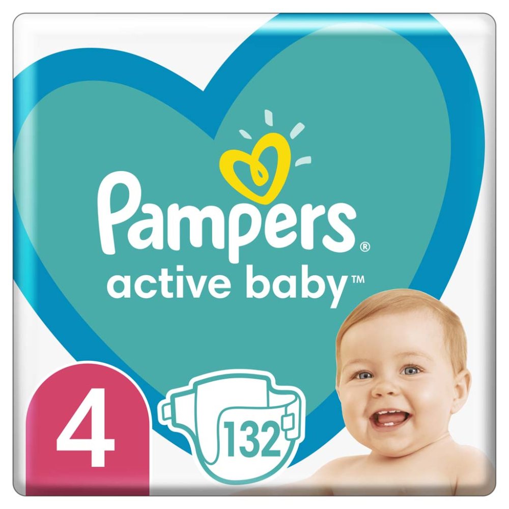 PAMPERS Active Baby Scutece De Unică Folosință 4 (9-14 Kg) 132 Buc