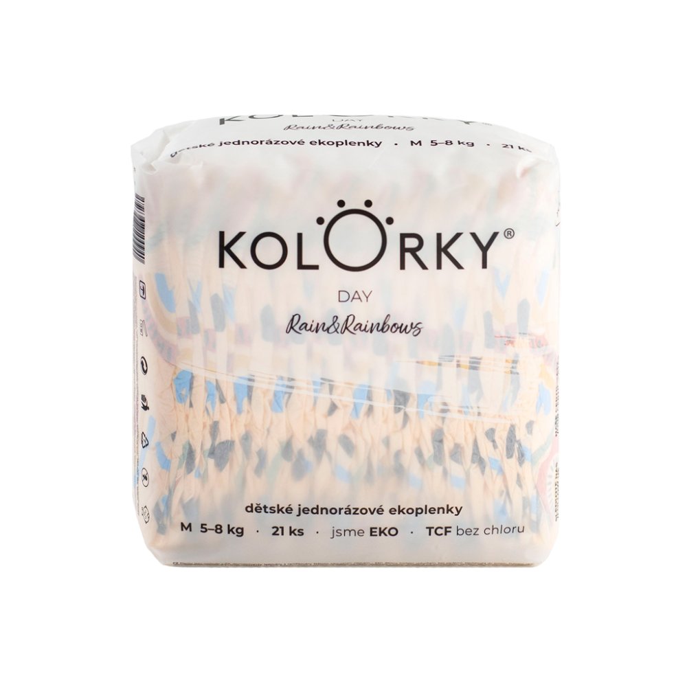 8x KOLORKY DAY Windeln Einweg Eco, Rain&rainbow M (5-8 Kg) 21 Stk