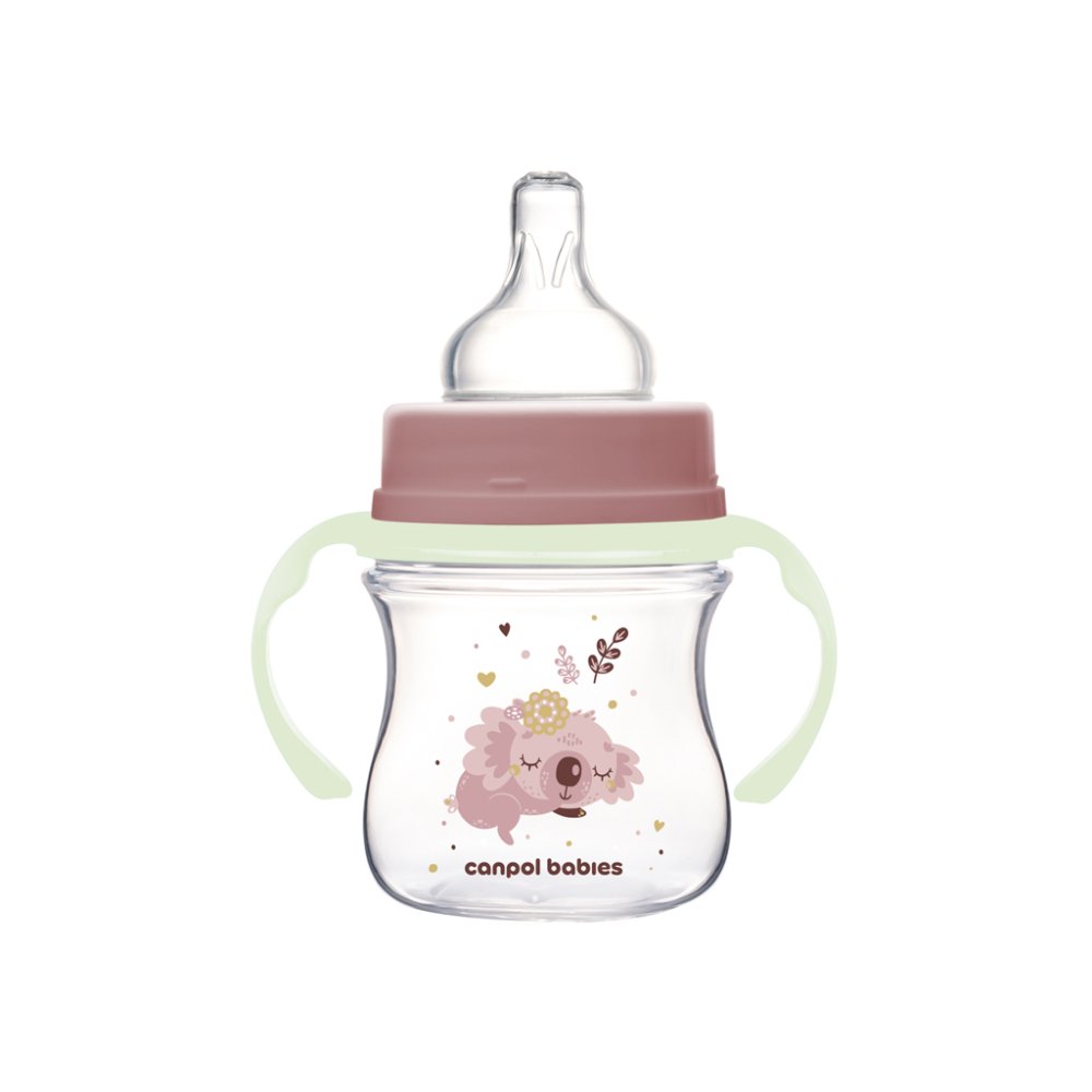 CANPOL BABIES Biberon Anti-colique Avec Poignées Lumineuses EasyStart Sleepy Koala 120ml Rose