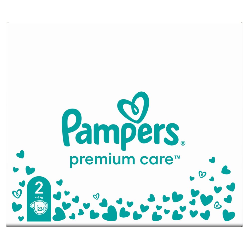 PAMPERS Premium Care Wegwerfwindeln Größe 2 (224 Stück) 4-8 Kg - Monatspackung