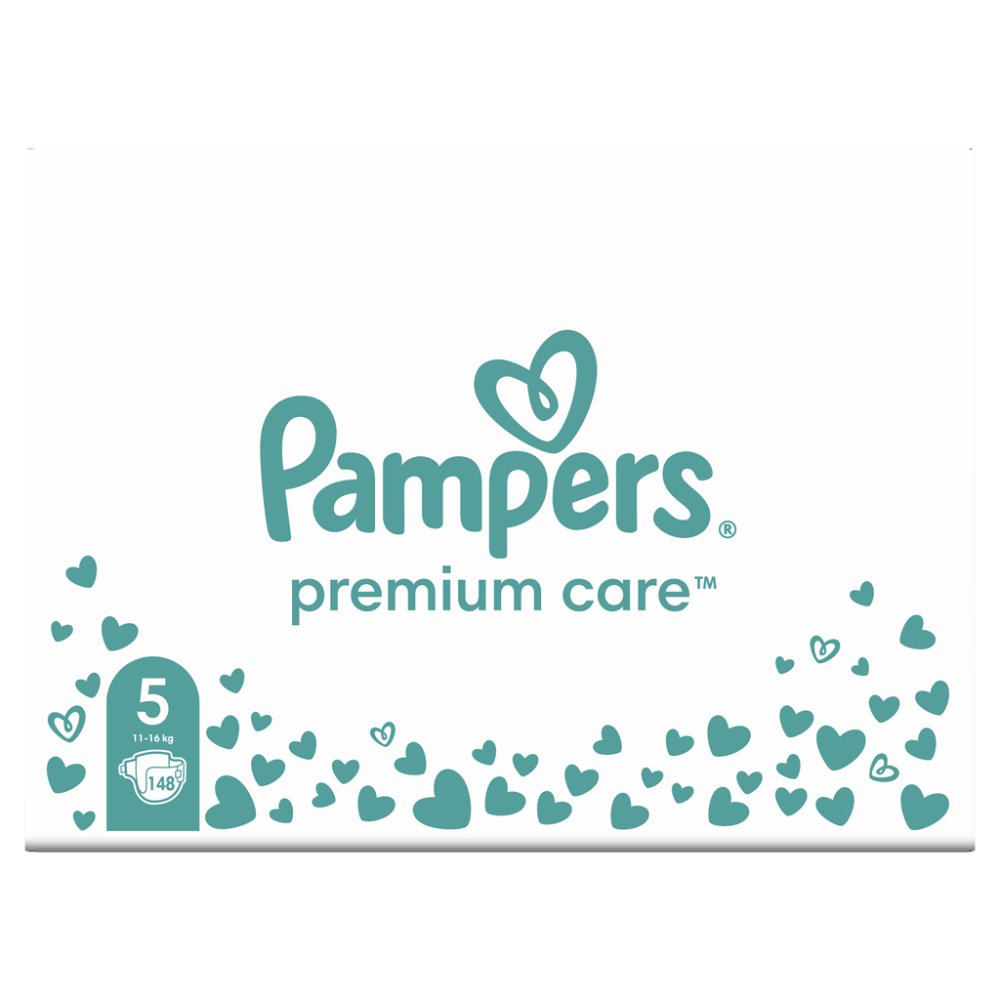 PAMPERS Pleny Jednorázové Premium Care Vel. 5 (148 Ks) 11-16 Kg - Měsíční Balení