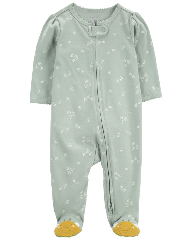 Tuta con cerniera e motivo floreale ape verde di CARTER'S Sleep&Play per bambina, taglia 9 mesi. 74