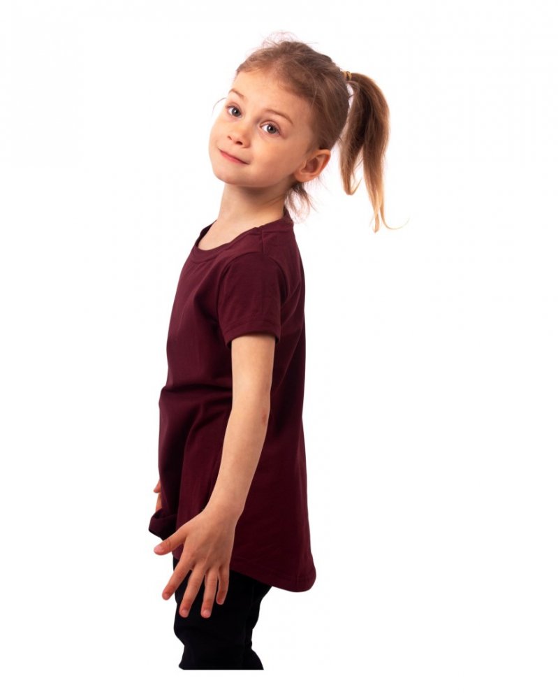 T-shirt manches courtes pour filles, bordeaux 134