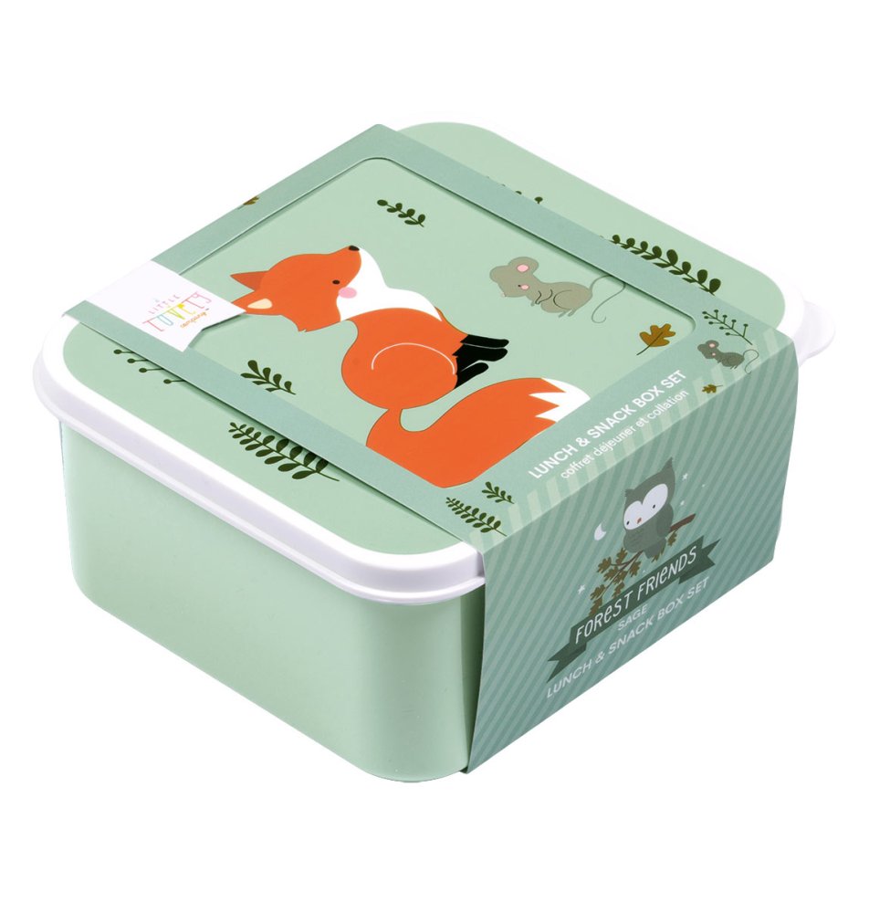 A Little Lovely Company - Set di quattro contenitori per snack - Amici della foresta - verde - immagine 4