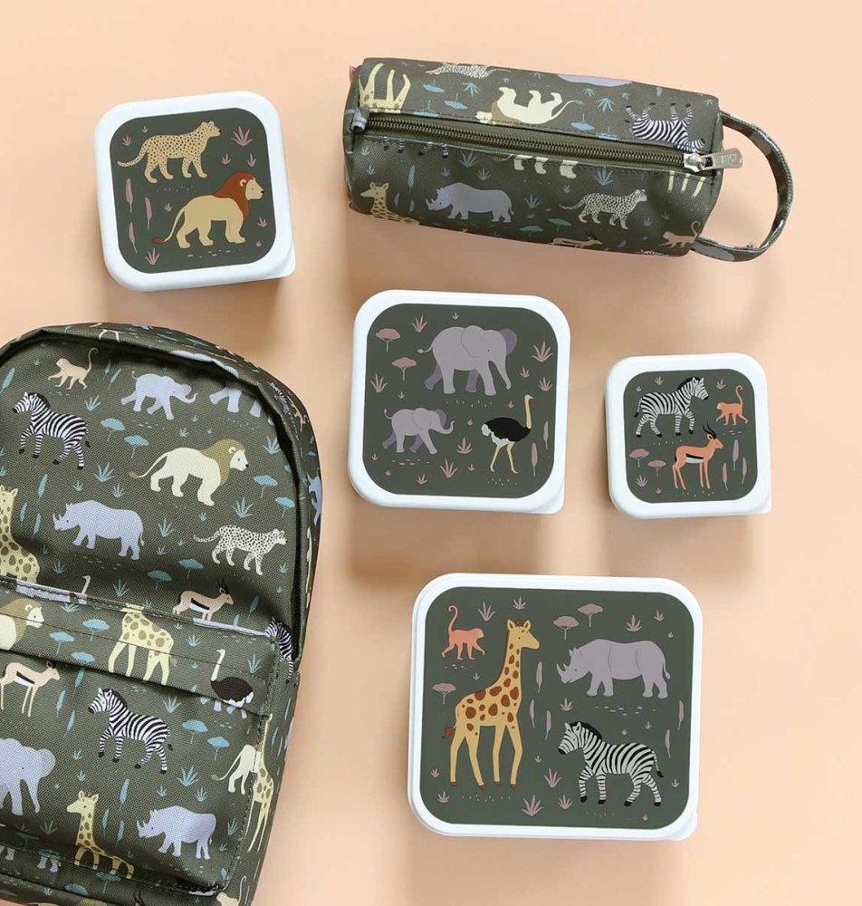 A Little Lovely Company - Set di quattro contenitori per snack - Animali della savana - immagine 5