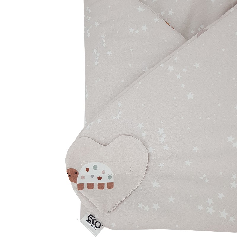 Couverture d'emmaillotage EKO en coton double face Bees Stars Beige 75x75 cm – Image 6