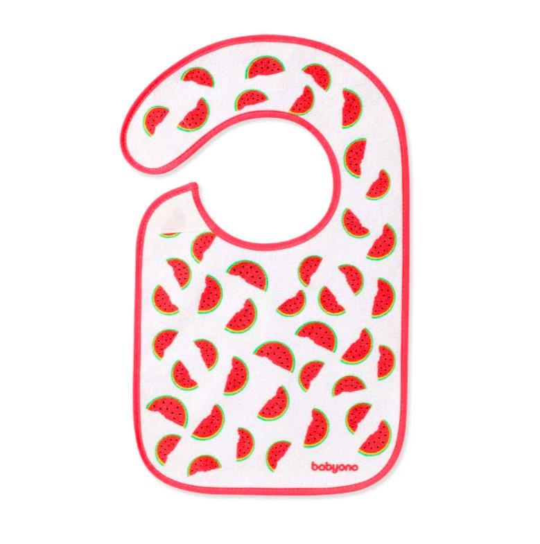 BABYONO Bavoir Éponge, moyen, imperméable melon 6m+