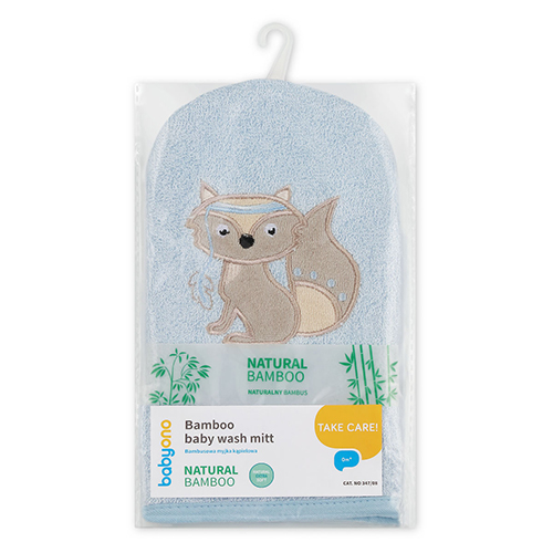 BABYONO Guanto da bagno Natural bamboo - blu - immagine 3