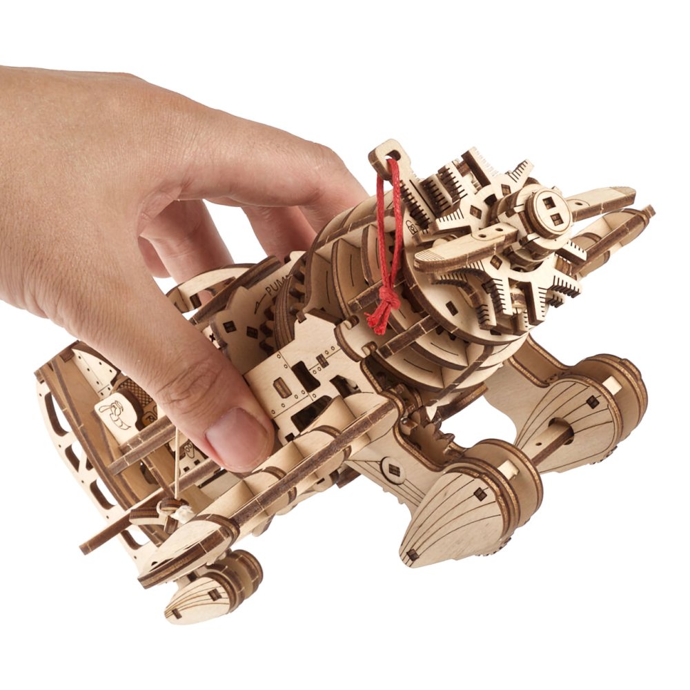 Puzzle 3D en bois mécanique Ugears Avion Mad Hornet – Image 5