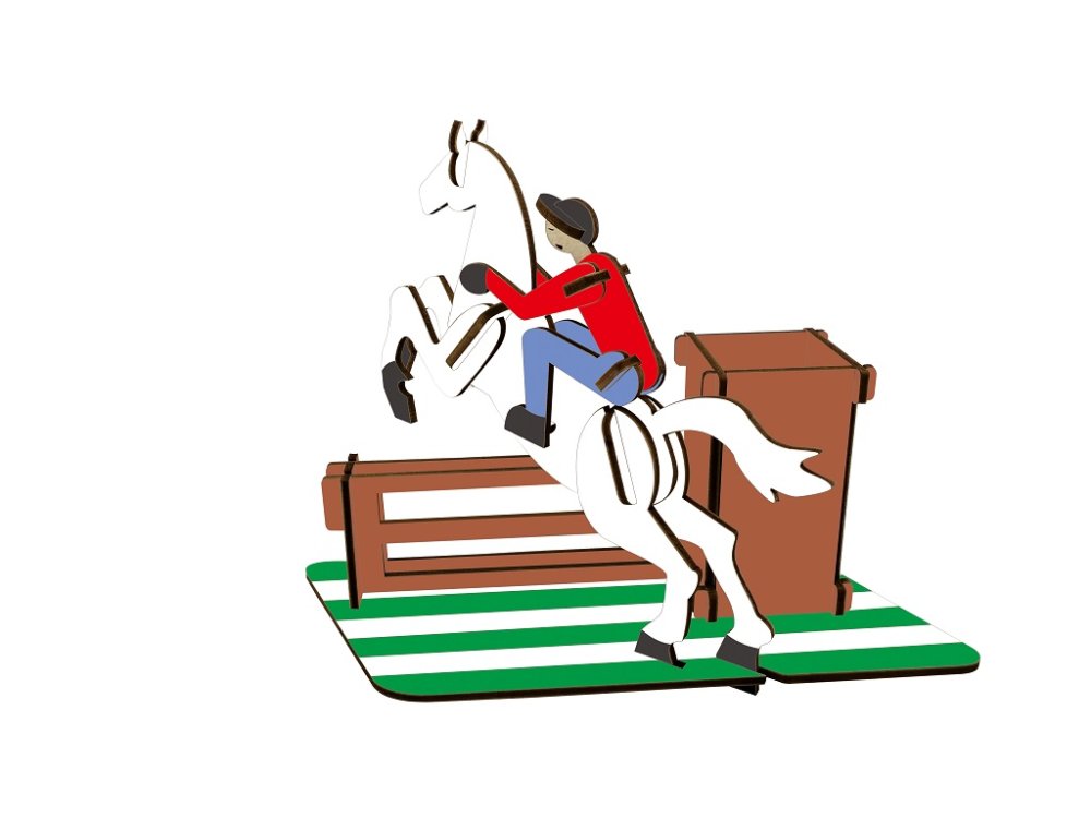 Woodcraft Puzzle 3D in legno, porta matite, corse di cavalli