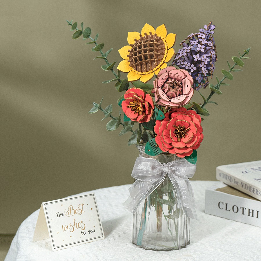 RoboTime Puzle 3D de madera Girasol - Imagen 3