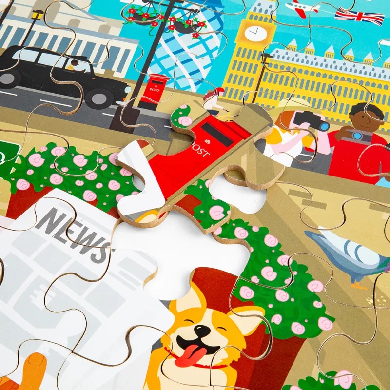 Bigjigs Toys Puzzle de sol en bois Londres – Image 3