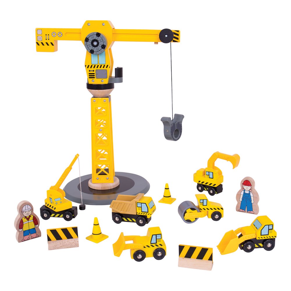 Bigjigs Rail Kran und Baumaschinen