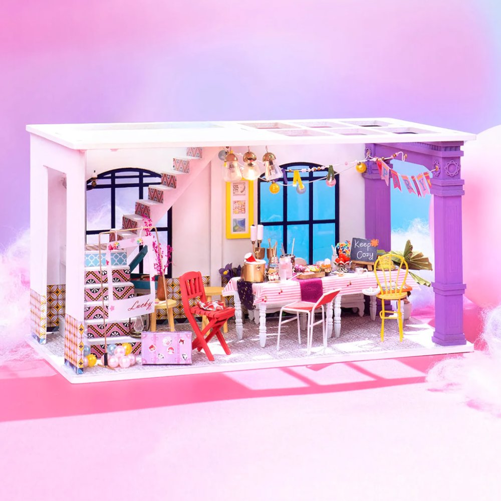 Puzzle 3D en bois RoboTime - Miniature de maison de poupée - Fête dans la salle à manger – Image 6