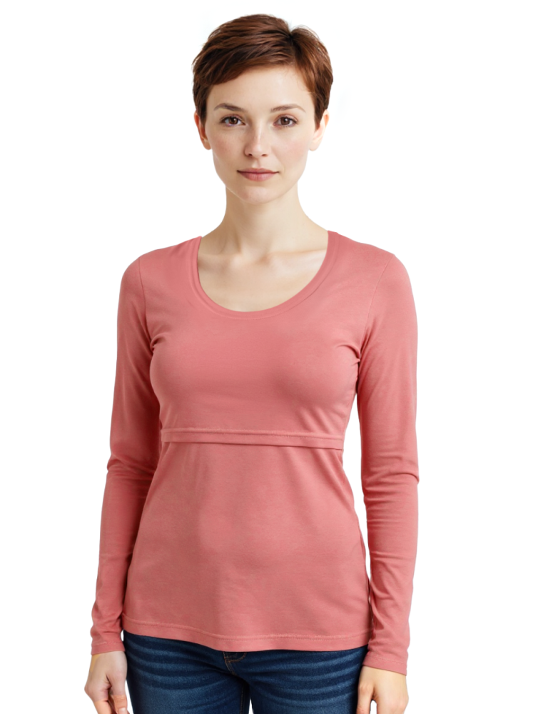 T-shirt allattamento Kateřina, manica lunga, rosa antico XS/S