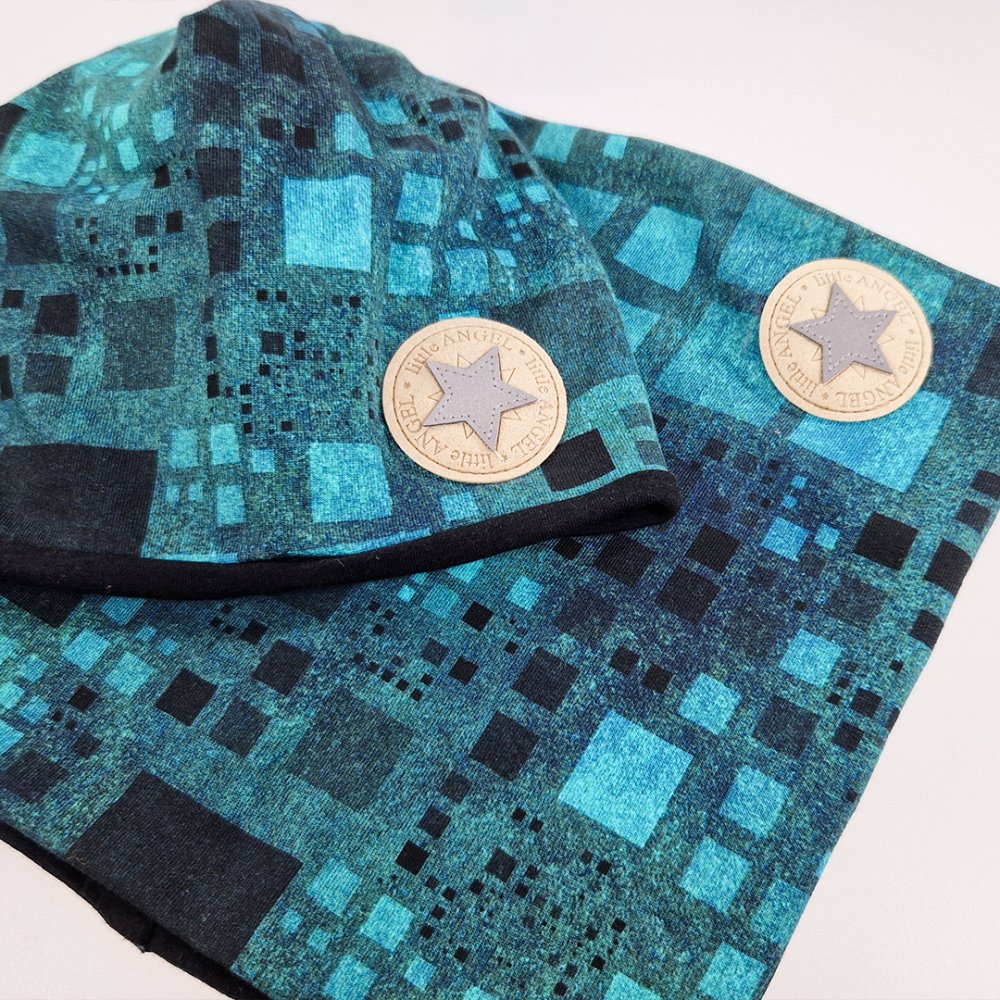 Bonnet doublé Outlast® - Carreaux noir turquoise/noir 5 | 49-53 cm – Image 2