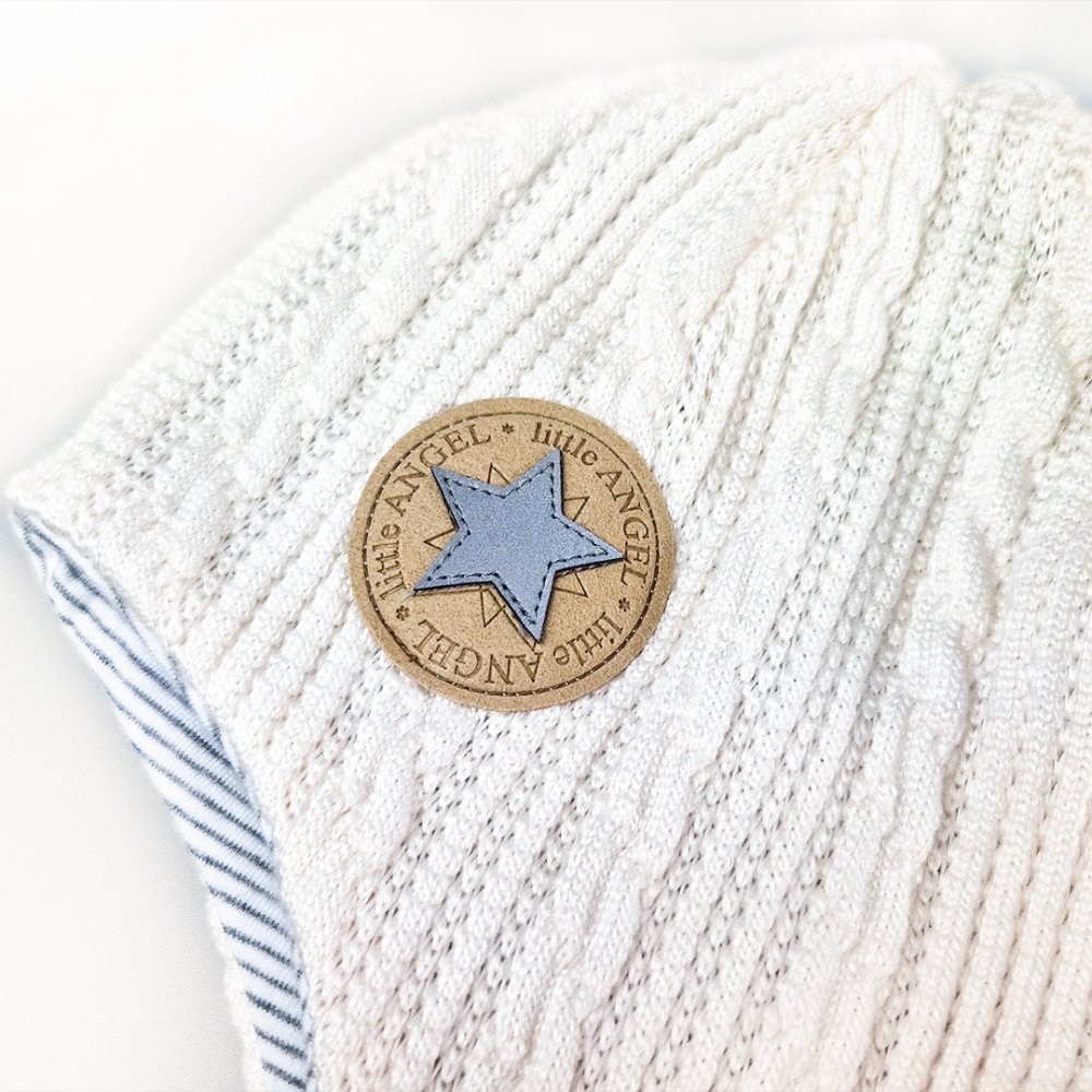 Bonnet doublé à nouer Outlast® - Off White/rayure chinée blanc-gris 3 | 42-44 cm – Image 2