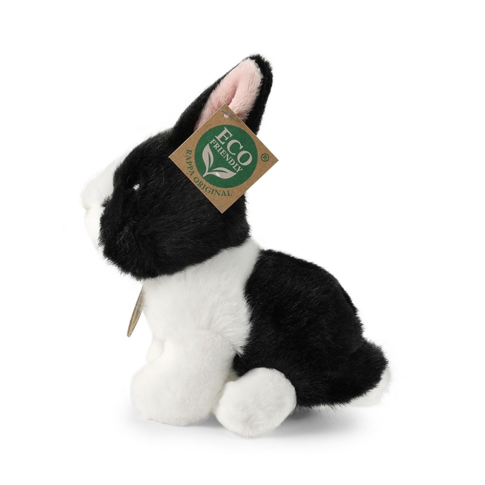 Rappa Plyšový králík bílo-černý sedící 16 cm ECO-FRIENDLY (obrázek 3)