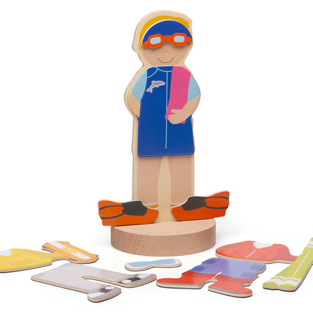 Bigjigs Toys Magnetické oblékací puzzle sportovní aktivity (obrázek 7)
