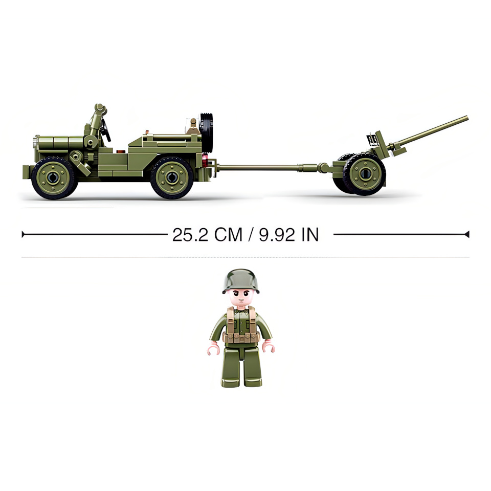 Sluban Army WW2 M38-B0853 Spojenecký džíp a protiletadlové dělo (obrázek 4)