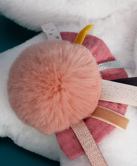 Doudou Dárková sada - Plyšový králíček s tmavě růžovou bambulkou 25 cm (obrázek 7)