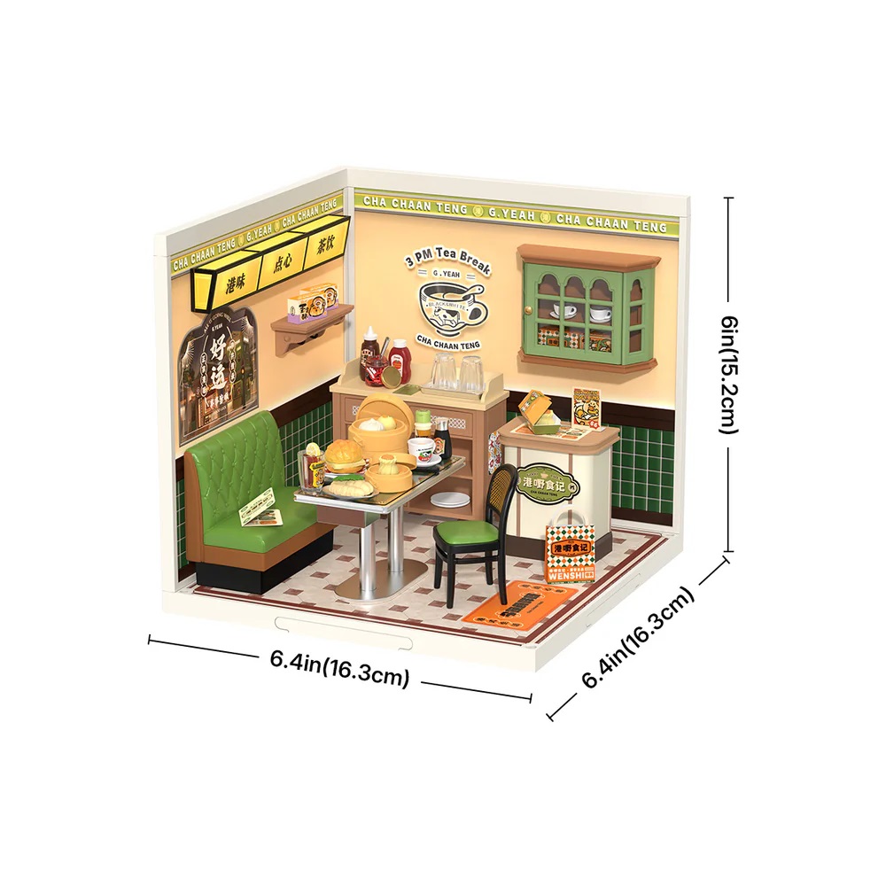 RoboTime 3D dřevěná skládačka Miniatura domečku Hongkongská kavárna (obrázek 5)