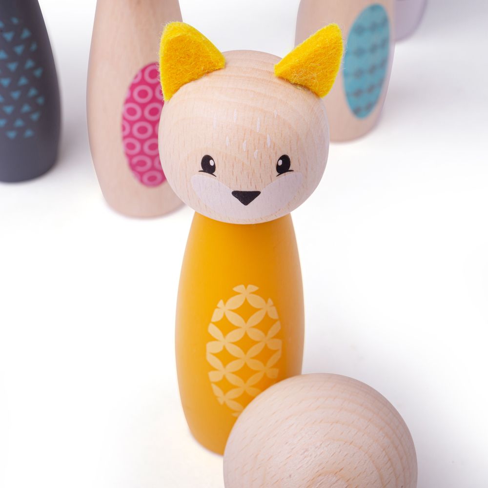 Bigjigs Toys Kuželky lesní zvířátka (obrázek 7)