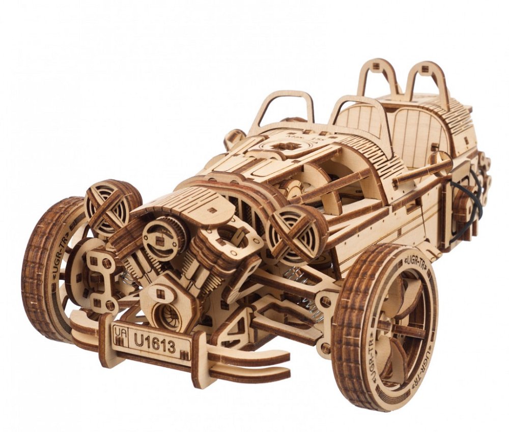 Ugears 3D dřevěné mechanické puzzle Tříkolka UGR-S (obrázek 7)