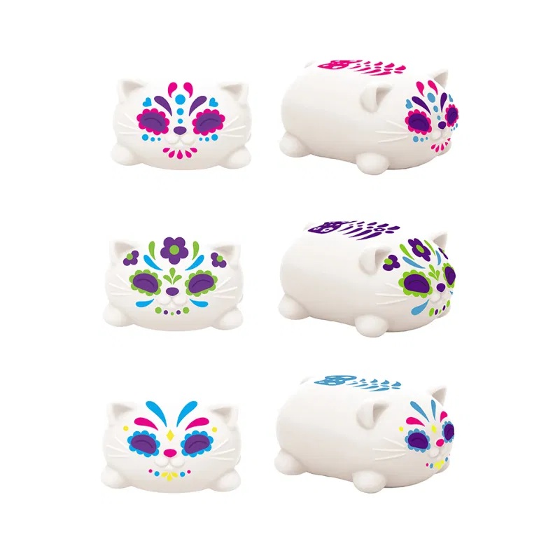 Schylling NeeDoh Mačkací Sugar Skull kočka svítící ve tmě