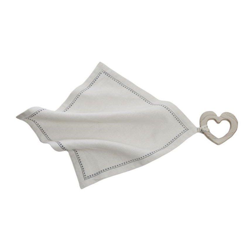Wooden Story Mini Teether - Heart With A Hanky,Wooden Story Mini Teether - Heart With A Hanky