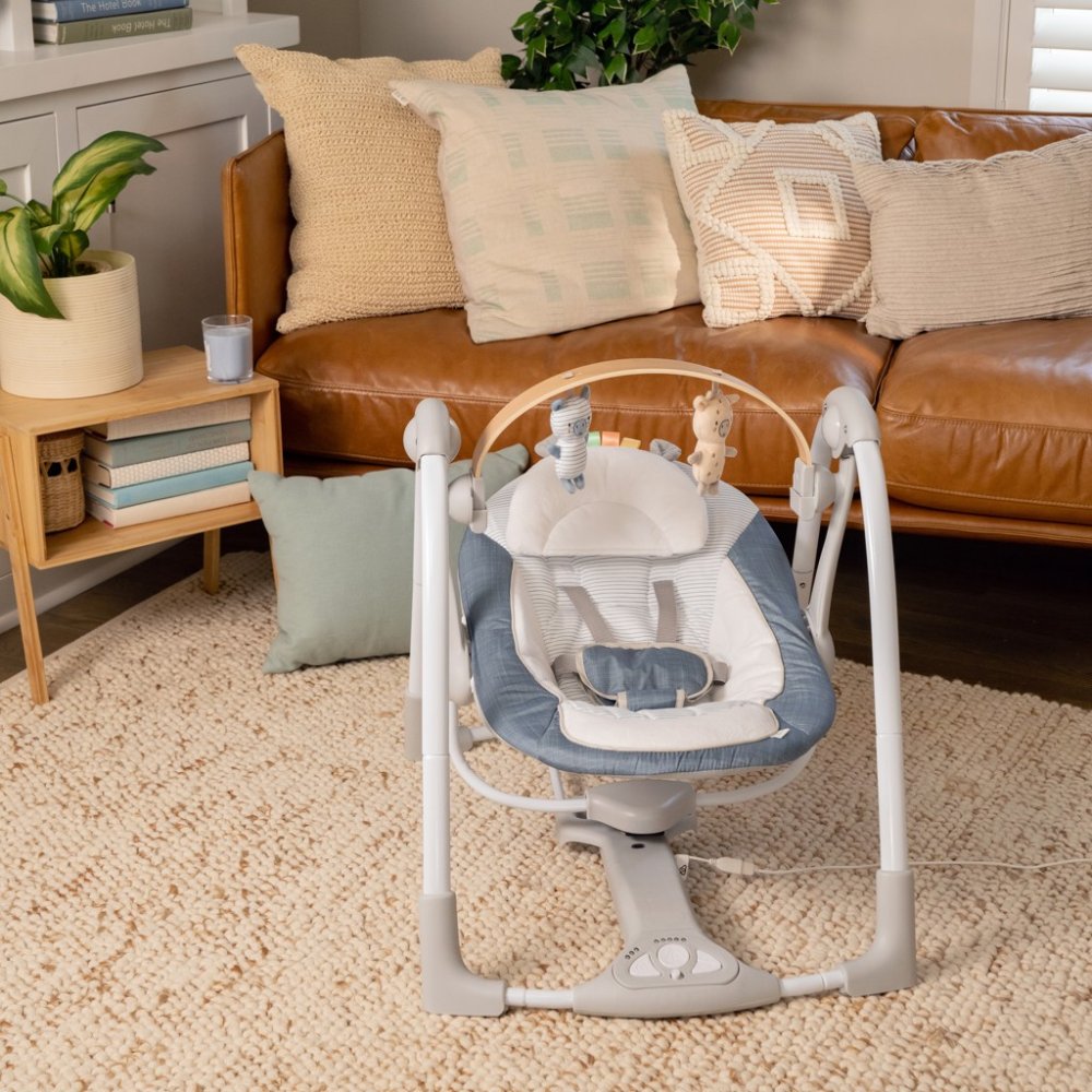 INGENUITY Converteerbare Schommel Met Swing'n Go Chambray-melodie 0m+ Tot 9kg